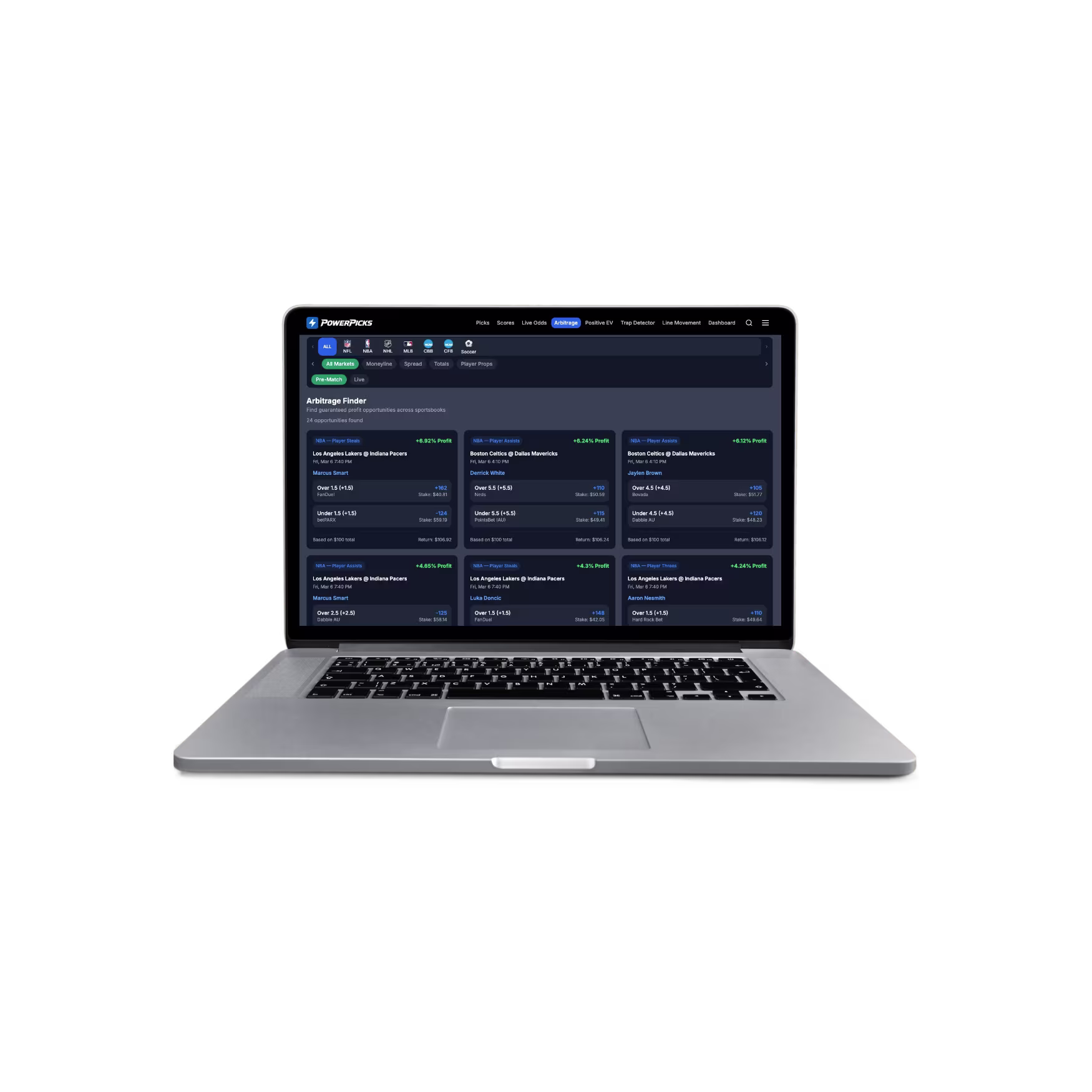 PowerPicks Arbitrage on laptop
